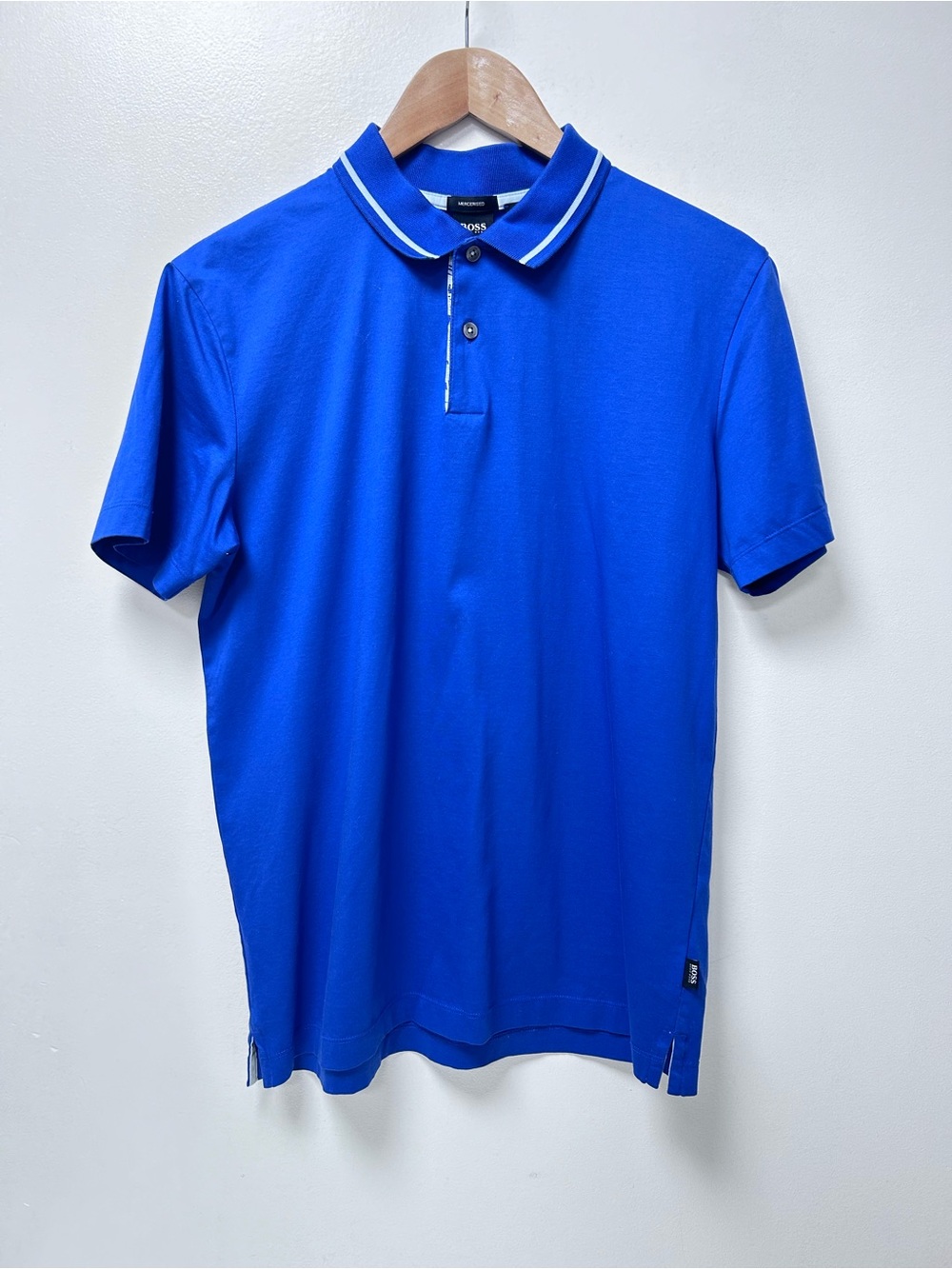 BOSS by Hugo Boss Men’s Mercerized 100% Cotton Polo Shirt Blue Tipped Collar M